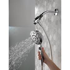Mounts hand shower to wall. Delta Suredock 7 Spray 5 In Single Wall Mount Handheld H2okinetic Shower Head In Chrome 75707 The Home Depot