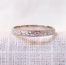 Vintage Wedding Band Engraved In Orange Blossom Design 14k White Gold Vintage Wedding Rings Unique Vintage Wedding Rings Vintage Simple Wedding Rings Vintage