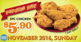 Don T Say Bojio Get 5 Piece Chicken From Popeyes At 5 90 Only On Popeyes Day 6 Nov Goody Feed Popeyes là thương hiệu duy nhất ở việt nam phục vụ món gà rán đặc trưng louisiana, mỹ. goody feed