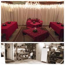 Garage To Temporary Dining Room Needed More Room For Thanksgiving Dinner 2 Car Garage Not Em Garage Party Garage Party Decorations Garage Christmas Party