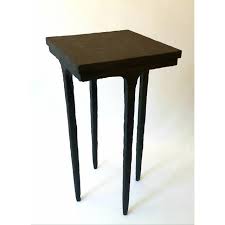 Vintage green metal telephone plant stand, petite small accent end table with shelf, fleur de lis, chippy paint, rustic, mid century, 1950s endlesslyvintage. Modern Artisan Small Accent Table Black Chairish