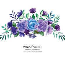 Blue Dreams Watercolor Blue Purple Roses Flower Clipart One Etsy Flower Clipart Purple Roses Flower Painting