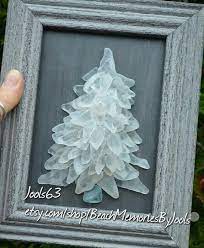 White Christmas Beach Glass Art Sea Glass Art Beach Decor Glass Art Glass Tree Etsy Sea Glass Crafts Beach Glass Crafts Beach Glass Art