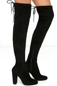 Chic Black Suede Boots Black Over The Knee Boots Otk Boots Lulus