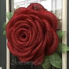 Rose Wreath Red Deco Mesh Rose Wreath Valentine S Day Etsy Valentines Door Hanger Red Rose Wreath Rose Wreath