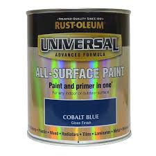 Its not that the primer wont stick.it will eat the rustoleum.any primer/paint with a strong solvent base is going to eat into it and make it wrinkle up. Rustoleum Universal All Surface Paint 750ml Cobalt Blue Ray Grahams Diy Store
