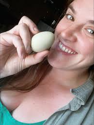 My first green egg arrived today from the girls I got this spring