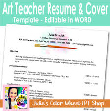 Get inspired by this cover letter sample for art teachers to learn what you should write in a cover letter and how it should be formatted for your application. Art Teacher Resume Worksheets Teaching Resources Tpt