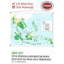 Di daerah pantai tanahnya landai. Geo337 Peta Penggulung Bentuk Muka Bumi Dan Saliran Asia Tenggara 3 X 4 Berwarna Durable For School Use Shopee Malaysia