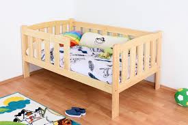 Toddler Bed Baby Bed 96 Solid Pine Wood Clear Finish Incl Slatted Bed Frame 90 X 160 Cm