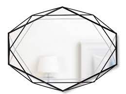 Prisma decorative wall mirror doubles as storage space because you can use it to hang items like jewelry from its wireframe. Prisma Mirror Black Umbra Umbra 358776 040