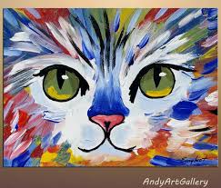 Original Abstract Cat Painting Acrylic On Canvas By Andyartgallery Canvas Painting Designs Simple Canvas Paintings Kids Canvas Painting
