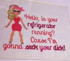 The design is 59 by 71 stitches, or approximately 4.2 by 5 inches when using 14 count aida cloth. Trixie Cross Stitch Quote My Boyfriend Made Me Rupaulsdragrace