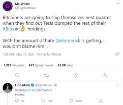 Taking to twitter, musk posted a statement saying that tesla would no longer be accepting bitcoin. N07jrn3fzg9mwm