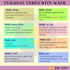 Phrasal Verbs With Walk Walk Away Walk Into Walk Out With Images Learn English English Phrases