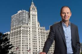 Schmidt, by only three and a half feet, it being 394 1/2 feet to the top of the weather vane on the tower building. Wrigley Building Joe Mansueto Bdt Capital Partners