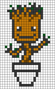 Baby Groot Templates For Cross Stitch Or Hama Beads Templates With Images Pixel Art Perler Bead Art Minecraft Pixel Art