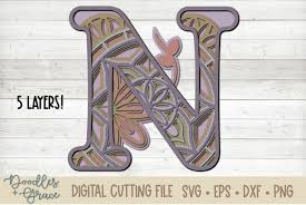 Download Letter N 3d Layered Alphabet Mandala Svg Eps Png Dxf 719609 Cut Files Design Bundles