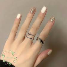Condition is new with box. Luna 24pcs Matte Cream White Gold Glitter Manicure Square Head Fake Nails Patches With Glue False Nails Art Shopee Malaysia