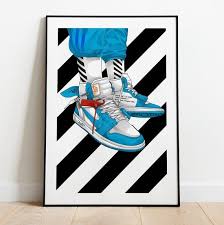 Off White Jordan 1 Hypebeast Poster Off White Wall Art Streetwear Poster Sneaker Poster Wall Ar Diy Canvas Art Canvas Art Painting Canvas Art