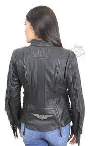 Harley Davidson Womens Boone Fringed Winged Bs Patch Black Leather Jacket In 2020 Harley Davidson Leather Jackets Harley Leather Jackets Leather Jacket
