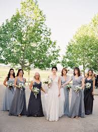 15 Bridal Parties Who Totally Nailed The Ombre Dress Trend Slate Blue Bridesmaid Dresses Ombre Bridesmaid Dresses Blue Wedding Dresses