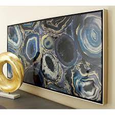 This piece is sold with a flat back (without hooks or wires) and is not hang ready. Large Rectangular Blue Agate Geode Abstract Wall Art In Silver Frame 25 X 46 Overstock 12187550