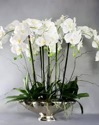 Luxury Artificial Orchids In Silver Shell Vase Artificial Orchids Floral Arrangements Artificial Flower Arrangements