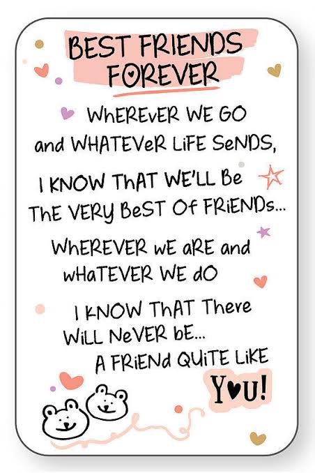BEST FRIENDS FOREVER INSPIRED WORDS KEEPSAKE Wallet Card Purse Poem Friend💕  | eBay