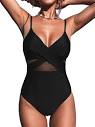 CUPSHE Women V Neck One Piece Swimsuit Wrapped Mesh Tummy Control ...