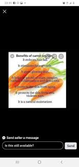 Carrot oil helps to prevent hair loss by making the roots stronger at the scalp. Carrot Oil Available Candies Boutique Facebook