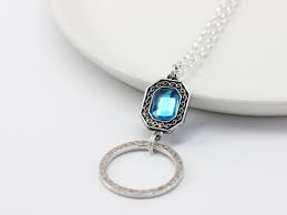 Silver Chain Lanyard With Aquamarine Blue Crystals Neck Lanyard Crystal Lanyard Blue La Eyeglasses Holder Necklace Silver Chain Lanyard Eyeglass Necklace