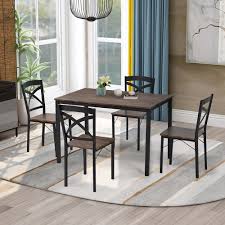 Retro table and chairs, space age dining set, flower power kitchen table and set of four chairs. Pp Railing Dining Table And Chair Set 4 Wooden Steel Frame Industrial Style Retro Kitchen Dining Table Set Kitchen Dining Room Furniture Furniture Dining Room Furniture Tennesseegreenac Com