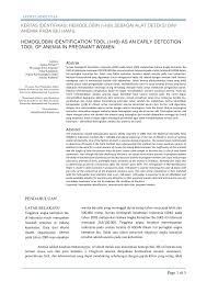 Untuk anda yang memiliki riwayat terserang anemia. Pdf Abstrak Kertas Identifikasi Hemoglobin I Hb Sebagai Alat Deteksi Dini Anemia Pada Ibu Hamil