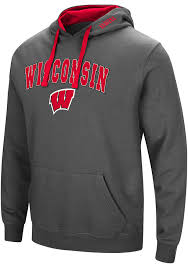 colosseum wisconsin badgers mens grey manning long sleeve hoodie 15037946