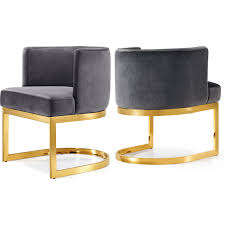 Meridian Furniture 718grey C Gianna Dining Chair Grey Velvet On Gold Base Dining Chair Upholstery Gold Dining Chairs Dining Chairs