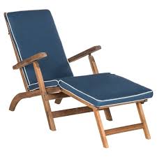 The lovely lounger features wheels to make it easy to move, and it can be configured into five reclining angles, including flat. Palmdale Folding Lounge Chair Teak Brown Navy Safavieh Target
