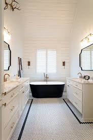 Looking At The Way The Shiplap Starts On The Ceiling And Carries Down Onto The Wall This Coul Shiplap Bathroom Wall Shiplap Bathroom Modern Farmhouse Bathroom