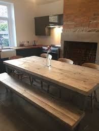 Large Reclaimed Wood Dining Table Matching Bench Made To Measure 7 Foot 2 1m Thick Chunky Top Moles Breath Grey Painted Farmhouse Base Reclaimed Wood Dining Table Dining Table Wood Dining Table