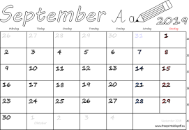 En årskalender i excel som visar året 2020. Kalender September 2019 Skriva Ut Gratis Utskrivbara Pdf