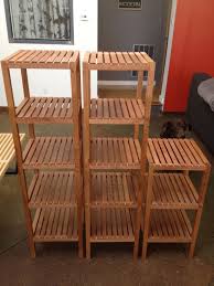 Staggered Molger Shelves Ikea Hackers Wood Furniture Diy Furniture Diy Restroom Decor