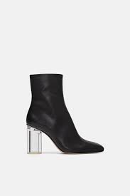 Black Boots With Clear Heel Image 2 Of Leather Ankle Boots With Transparent Heel From Zara Boots Transparent Heels Leather Ankle Boots