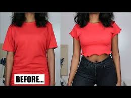 Diy Fitted Lettuce Hem Crop Top T Shirt Transformation Youtube Shirt Transformation Upcycle Clothes Diy Refashion Clothes