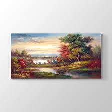 Türk ressamlarımız tarafından kendi atölyemizde yapılan birbirinden güzel %100 el yapımı. Tabloshop Manzara Yagli Boya Rep Tablo 60x30 Cm Tekzen