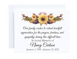 Celebration of life ideas, find great ideas to personalize the memorial service you are planning. Amazon Com Sunflower Funeral Thank You Cards Choose Quantity And Ink Color Custom Fall Sympathy Acknowledgement With Envelopes And Message Inside Personalized Celebration Of Life Thank You Cards A2 Folded Handmade