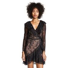 For Love Lemons Daphne Lace Wrap Dress 290 Liked On Polyvore Featuring Dresses Black Lace W Long Sleeve Lace Dress Long Sleeve Ruffle Dress Wrap Dress