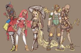 Steampunk Fairy Tale Group By Noflutter Snow White Red Ridding Hood Rapunzel Peter Pan And Little Bo Peep G Steampunk Fairy Fairy Tales Fairytale Art