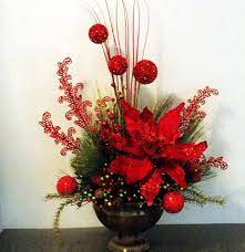 Christmas Floral Arrangement With Xl Poinsettia Glitter Balls Etsy Christmas Floral Arrangements Christmas Floral Christmas Floral Designs