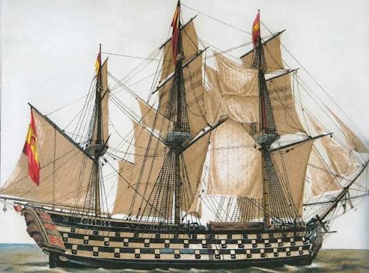 A painting of an engagement between three East India Company ships and two French vessels, 8 March 1757'. Painted by Auteur Lawson Dunn. Three homeward bound East Indiamen, the 'Suffolk', 'Houghton' and '