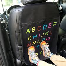 Car Seat Back Cover Automotive Seat Back Protection Organizer Anti Child Kick Pad Interior Accessories Letters Baby Car Seats Car Seat Protector Seat Protector